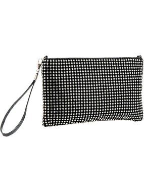 Sparkly Mesh Evening Clutch Bag for Women | Small Crystal Wristlet Purse